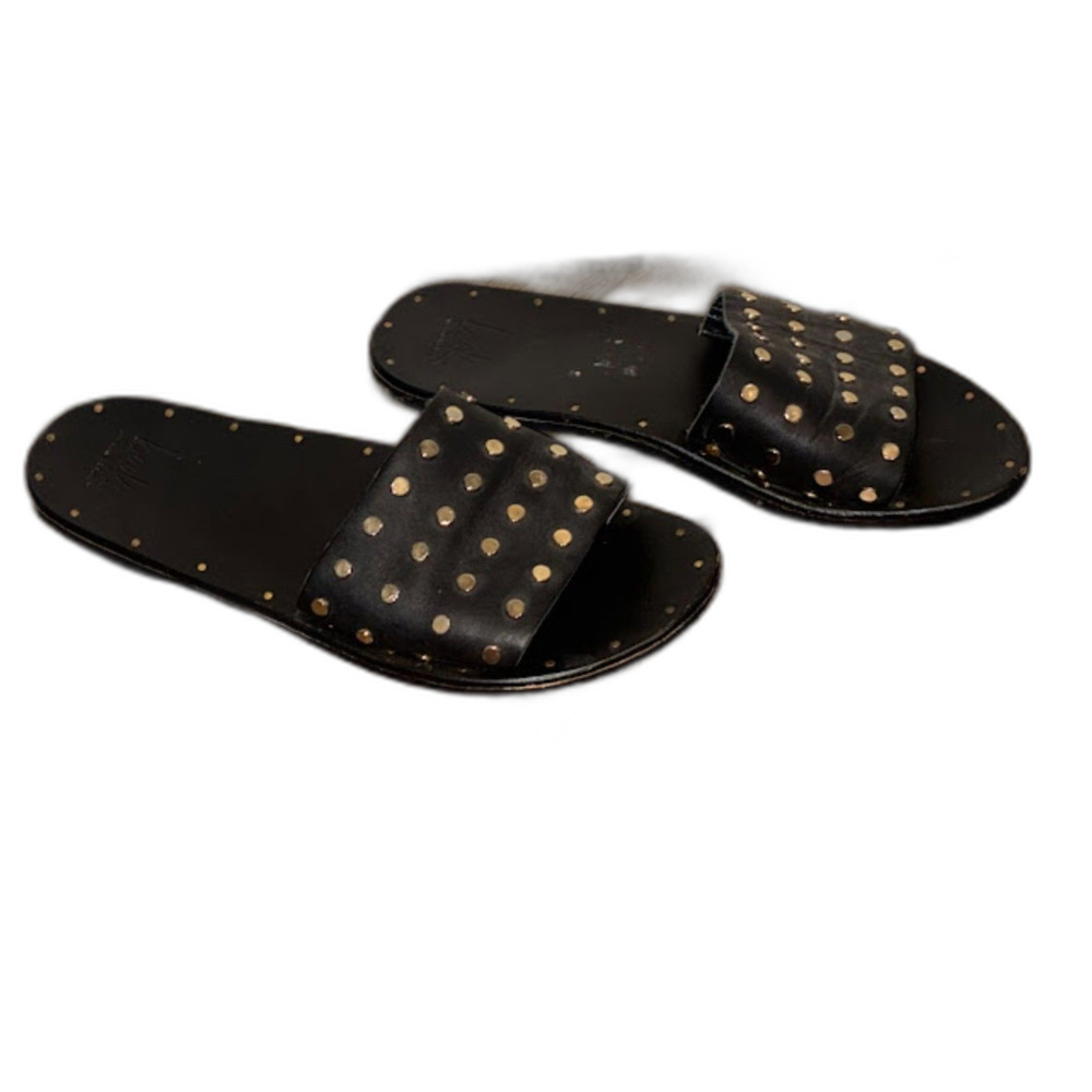 Beek by Two Birds Black Studded Slide Sandals Women’s Leather Slip-On Size 39 - Picture 3 of 6